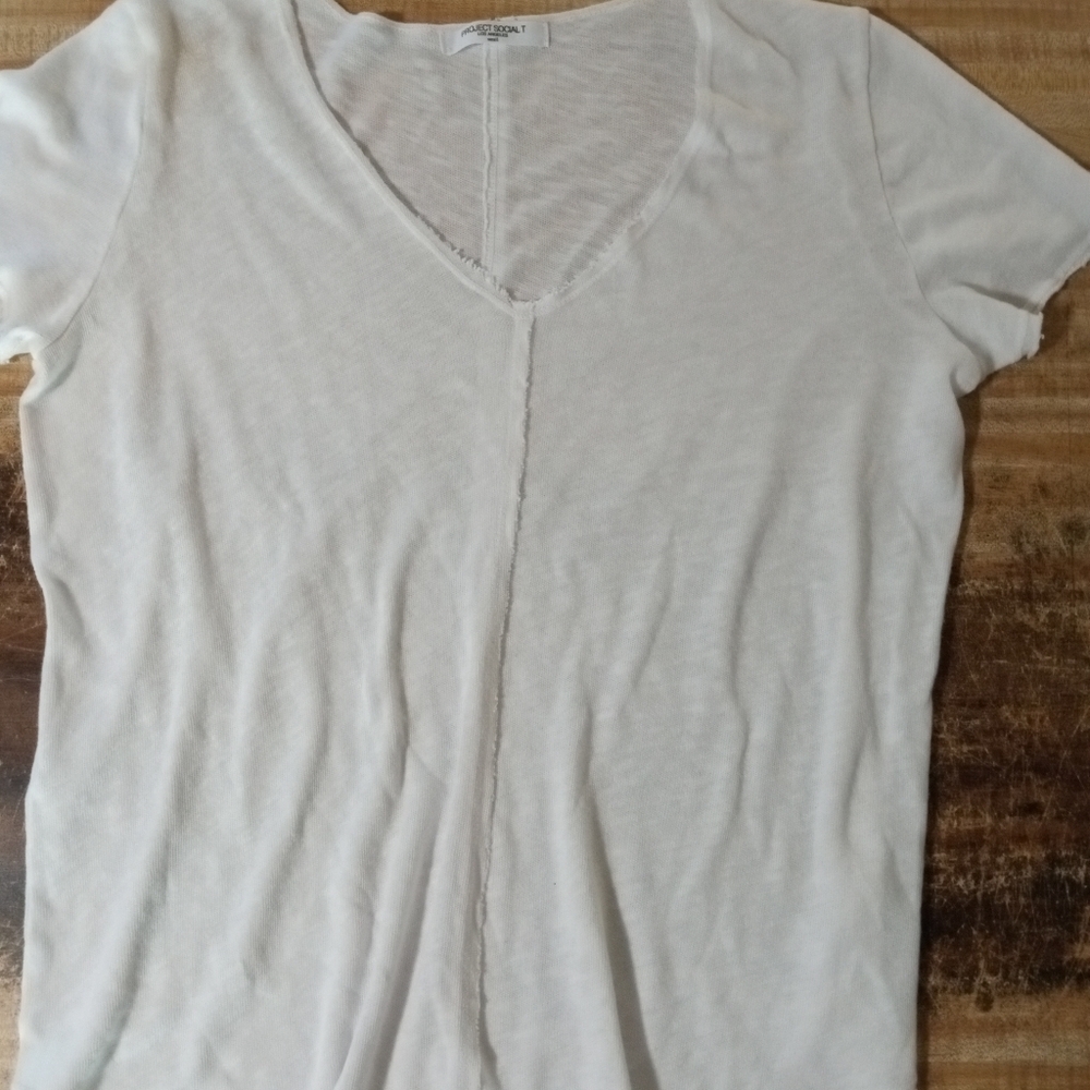 Project Social Raw Hem Short Sleeve T Size Small